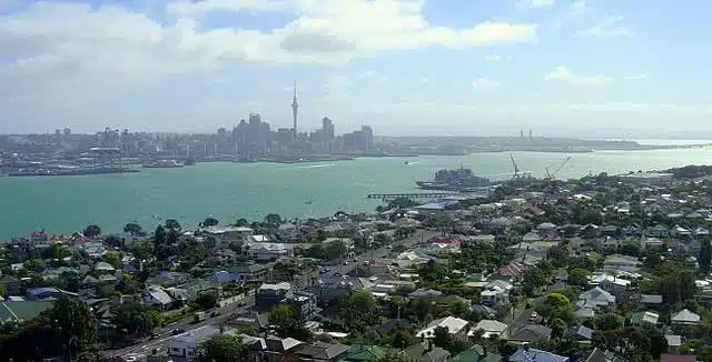 View looking back to the Auckland city skyline from Devonport