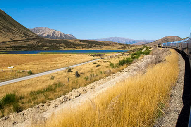 Image taken over the landscape aboard the TranzAlpine train from Christchurch to Greymouth