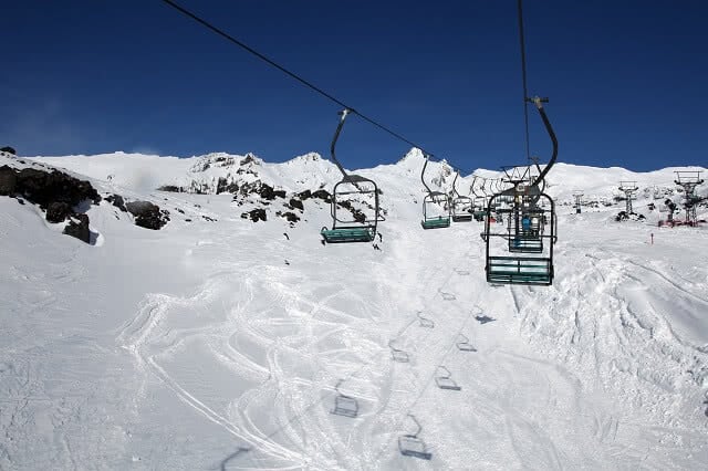 Taking the Ski lift at Mt Ruapehu in the Tongariro National Park