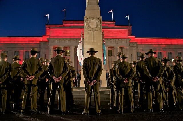 Image of the Dawn Parade at the Auckland War Museum to commemorate Anzac Day