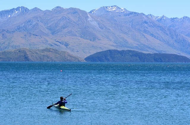 Image of a man kayaking on Lake Wanaka