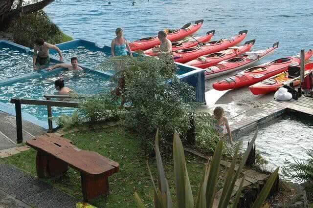 The natural hot pools on Lake Rotoiti - only accessible by boat or kayak