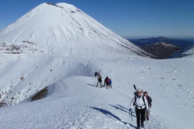 Walker on the Tongariro Crossing in Winter