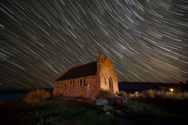 Starry skies over the Church of the Good Shepherd