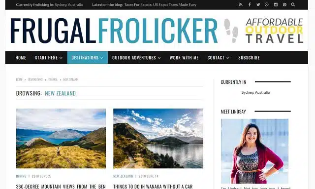 Frugal Frolicker blog screenshot