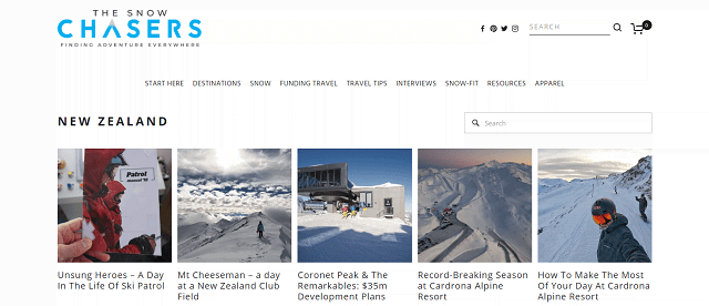 The Snow Chasers blog screenshot